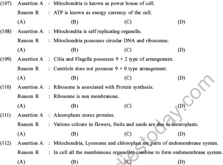 NEET Biology Cell Structure And Function MCQs Set B, Multiple Choice ...